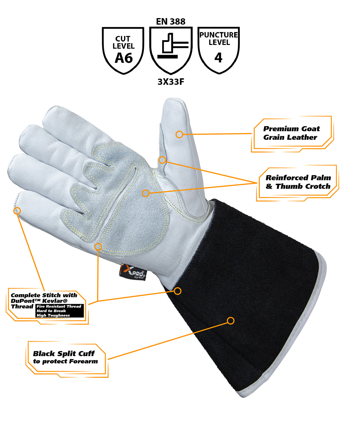 XPRO® 3NLPRC6 Tig Welding Gloves: Kevlar & Enhanced Visibility-Certified, Sizes Small to 2xl | 3xl for Mens & Women