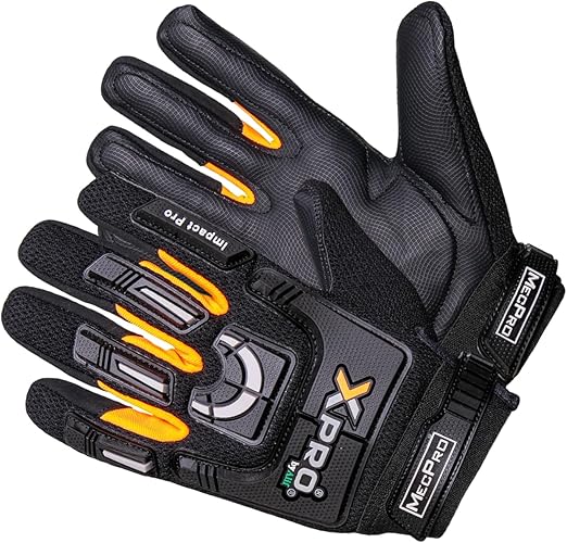 XPRO 16TAV Anti Vibration Impact Resistant Work Gloves, Full Finger, EVA Gel Padding, TPR Protector, Double Stitched, Men