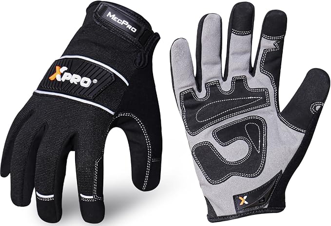 XPRO 25UWG General Utility Work Gloves, Heavy Duty Reinforced Palm, Knuckle Protection, Breathable & Machine Washable, touchscreen functionality for Men & Women