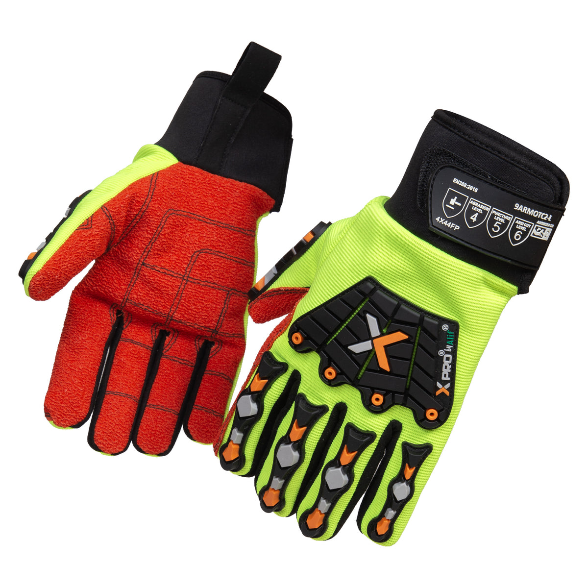 XPRO 9ARMOTC2 Firefighter Extrication Rescue Impact Safety Gloves, Cut-Resistant, High Visibility, ANSI/ISEA Certified