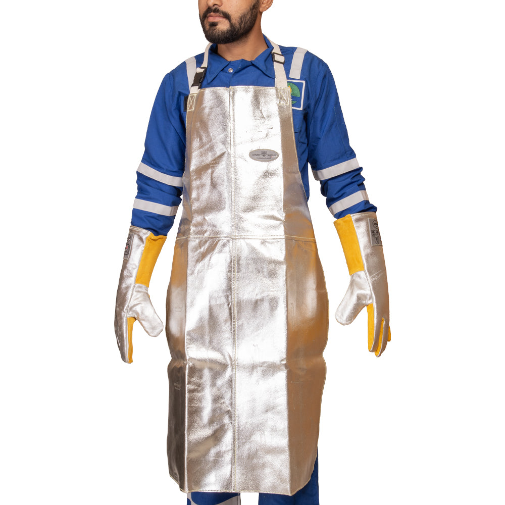 Graywolf Aluminized Leather Kevlar Heat Resistant Apron (1472° F) - Flame Resistant Domestic & Industrial Welding apron for Metal working and Forging 24" X 36"