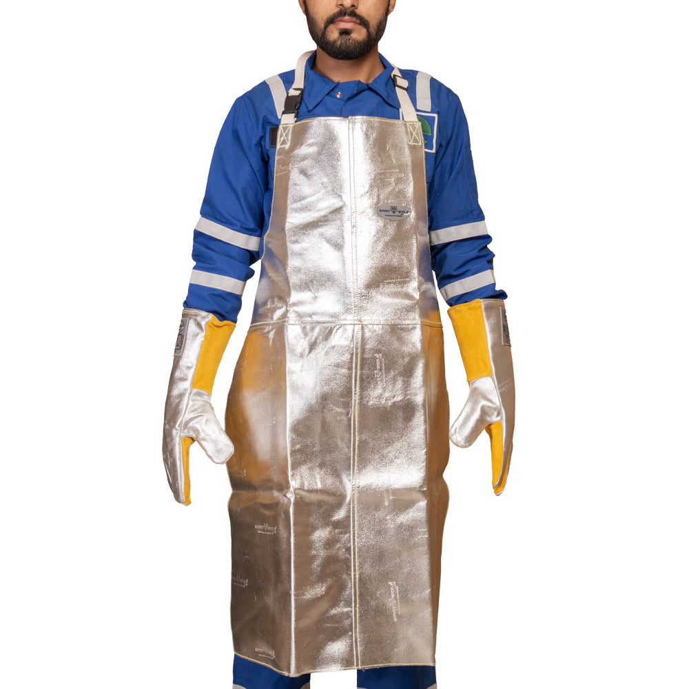 Graywolf Aluminized Leather Kevlar Heat Resistant Apron (1472° F) - Flame Resistant Domestic & Industrial Welding apron for Metal working and Forging 24" X 36"