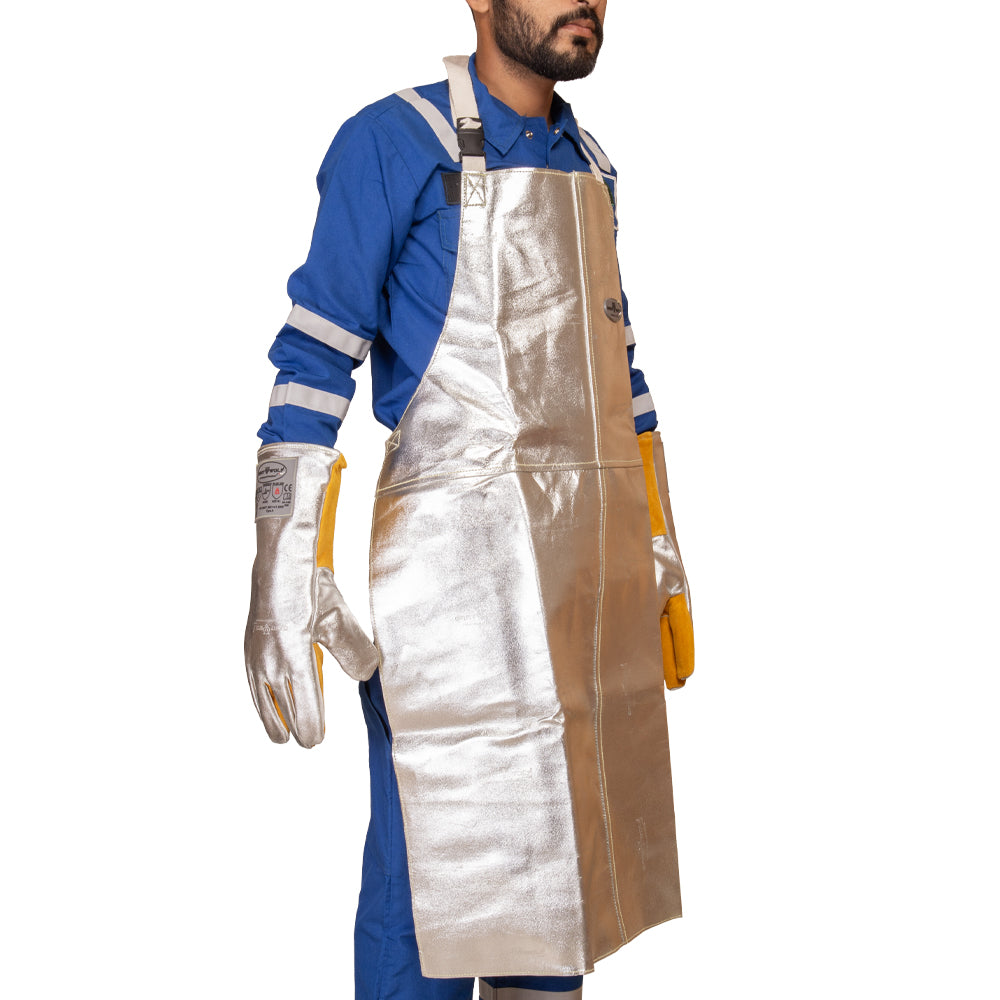 Graywolf Aluminized Leather Kevlar Heat Resistant Apron (1472° F) - Flame Resistant Domestic & Industrial Welding apron for Metal working and Forging 24" X 36"