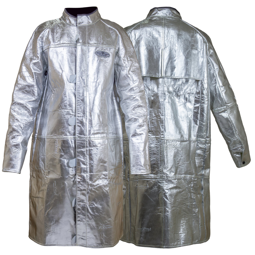 Graywolf Aluminized Kevlar Leather Welding Jacket/Welding Coat, Flame Resistant, Heavy duty (3000° F) Light weight