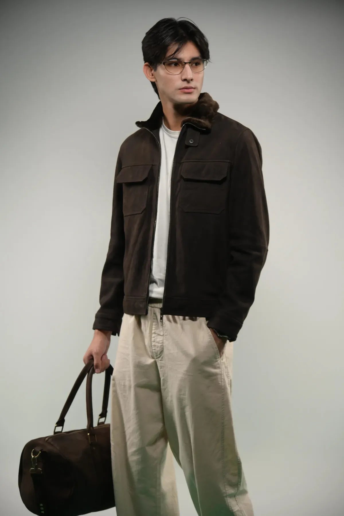 Toro by El Armarios Antique Brown Goat Suede Leather Jacket
