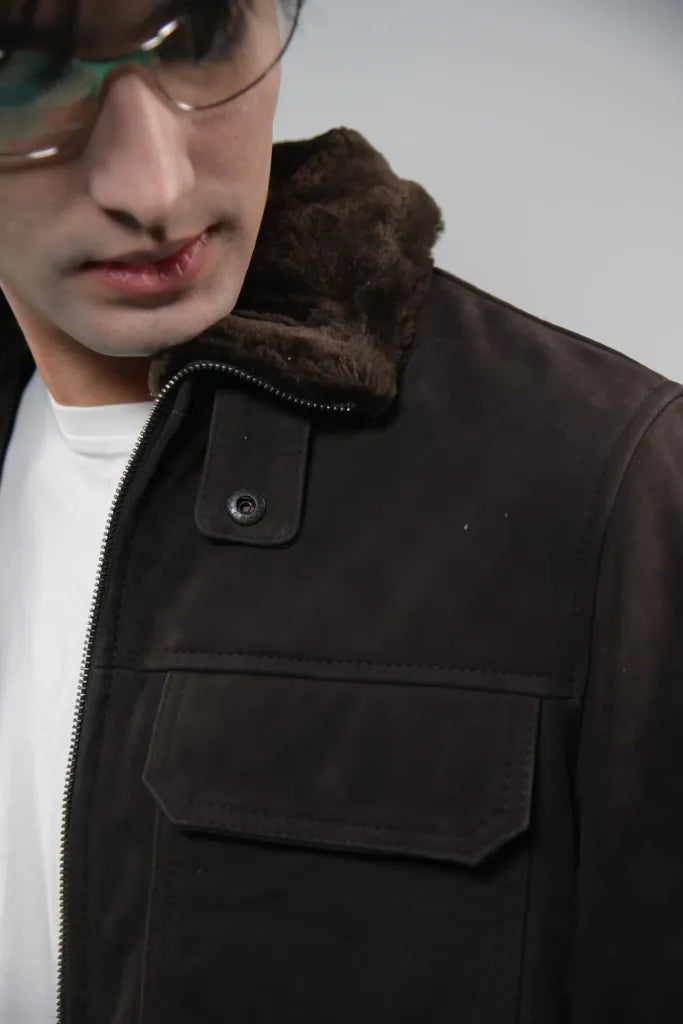 Toro by El Armarios Antique Brown Goat Suede Leather Jacket