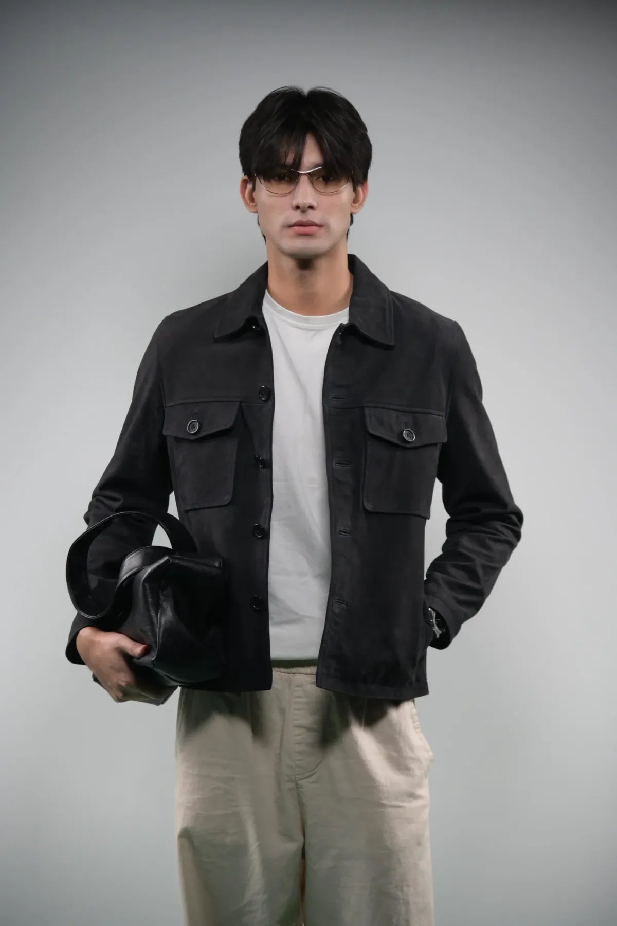 Toro by El Armarios Midnight Blue Goat Suede Leather Jacket