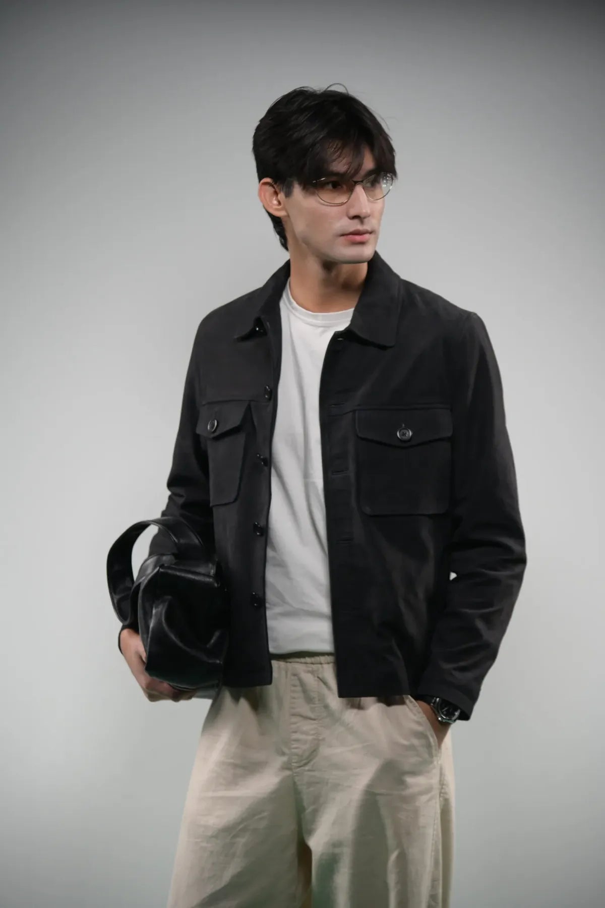 Toro by El Armarios Midnight Blue Goat Suede Leather Jacket