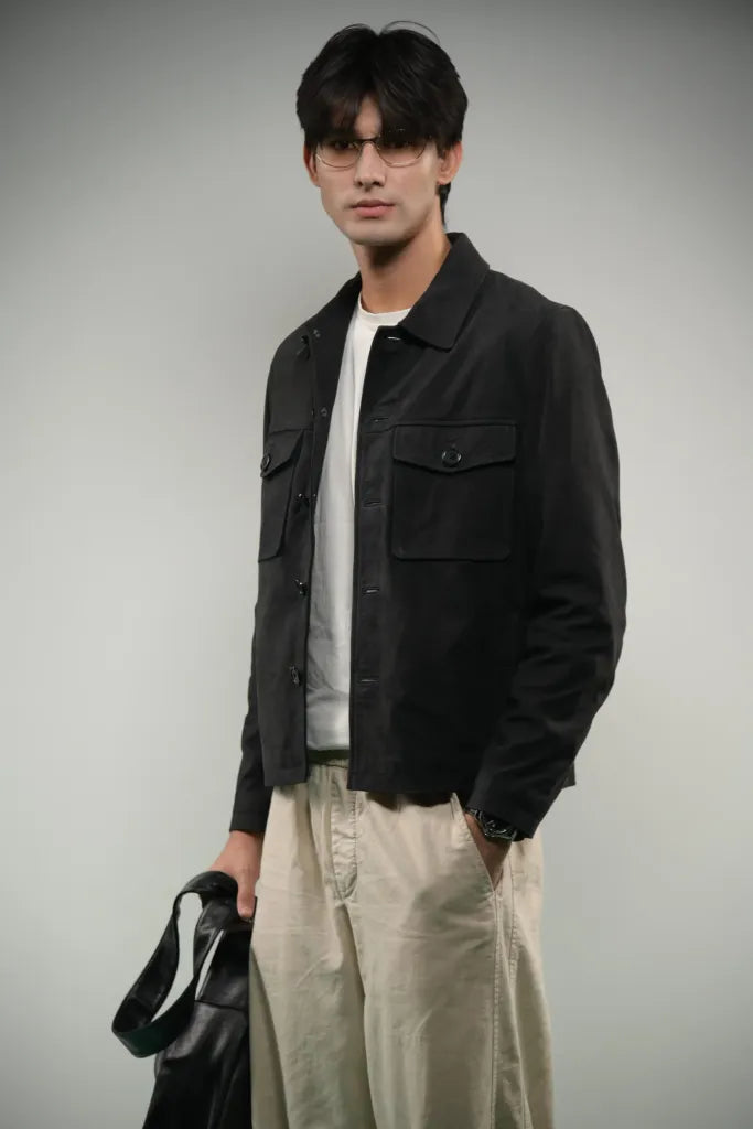 Toro by El Armarios Midnight Blue Goat Suede Leather Jacket