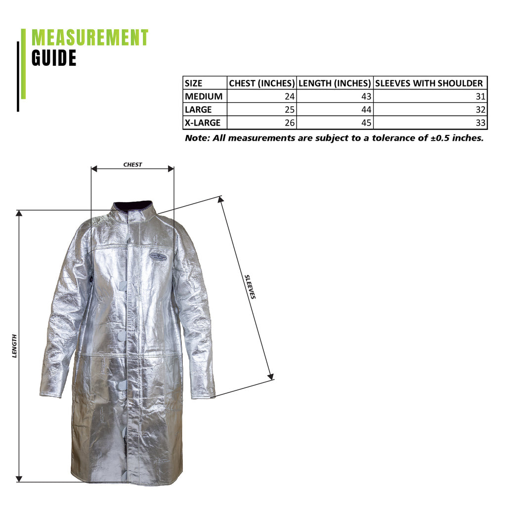 Graywolf Aluminized Kevlar Leather Welding Jacket/Welding Coat, Flame Resistant, Heavy duty (3000° F) Light weight