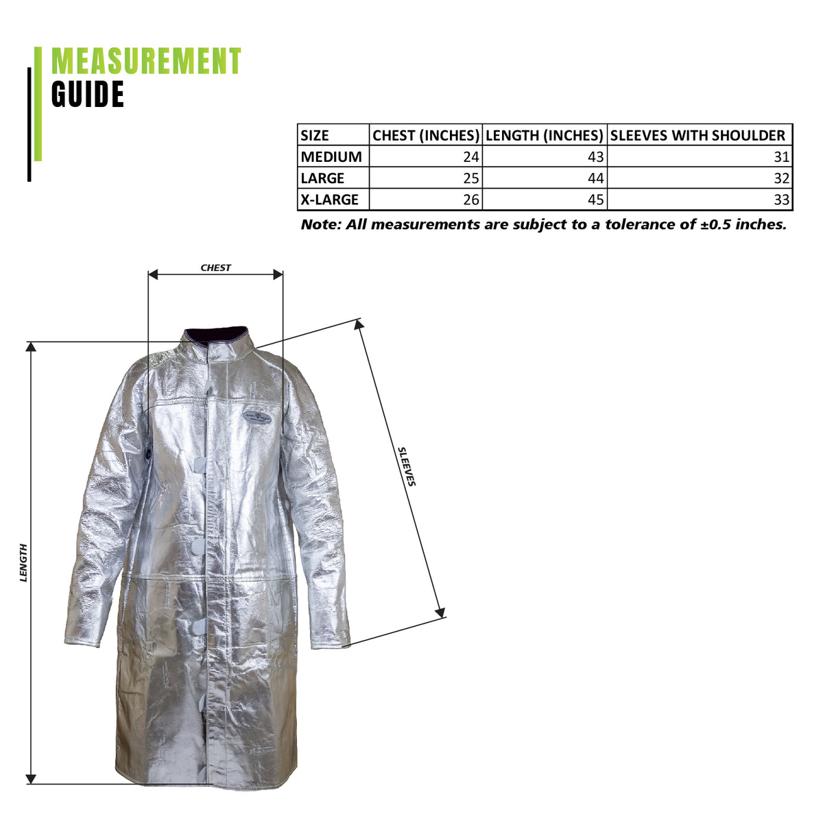 Graywolf Aluminized Kevlar Leather Welding Jacket/Welding Coat, Flame Resistant, Heavy duty (3000° F) Light weight
