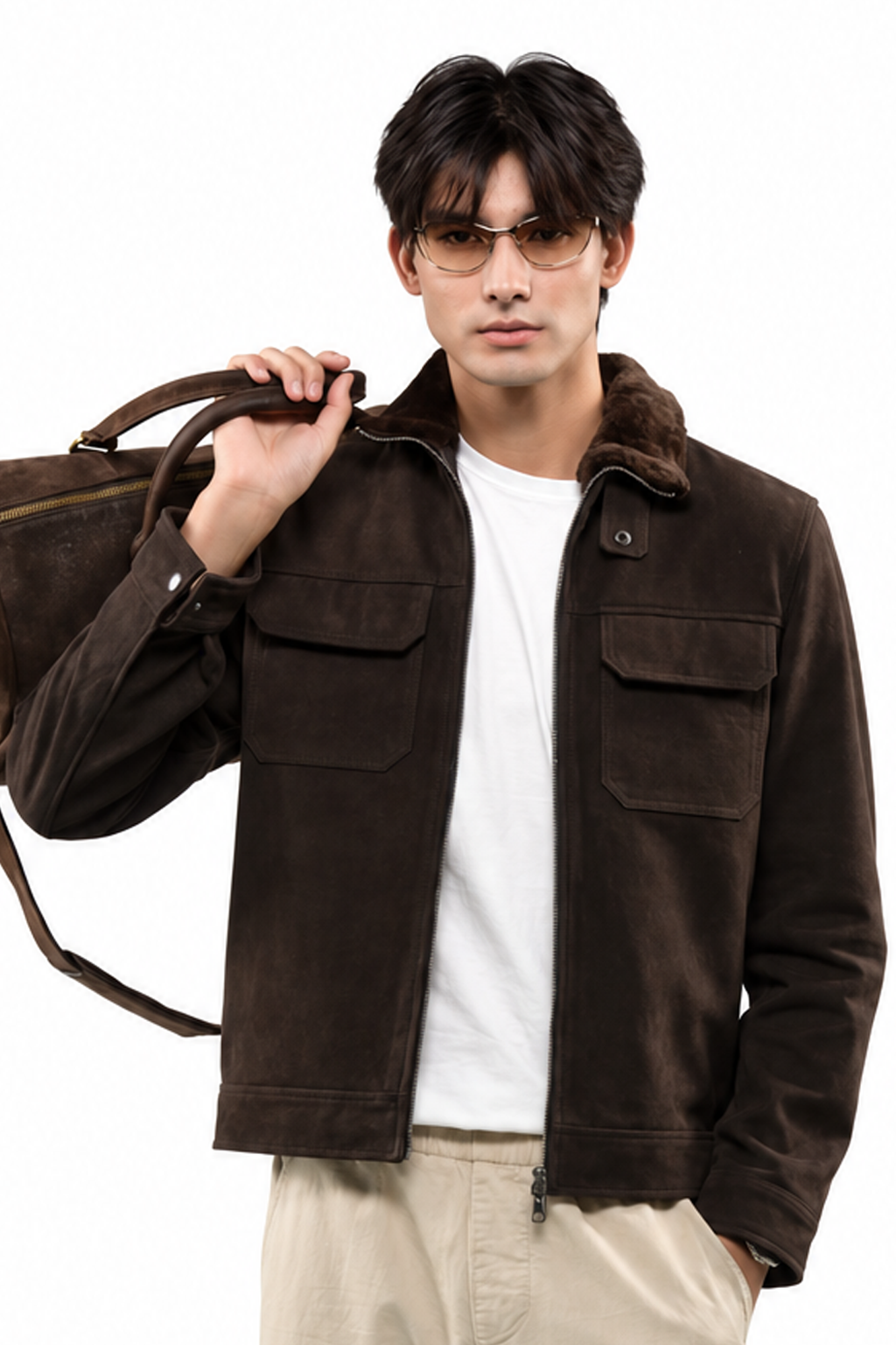Toro by El Armarios Antique Brown Goat Suede Leather Jacket