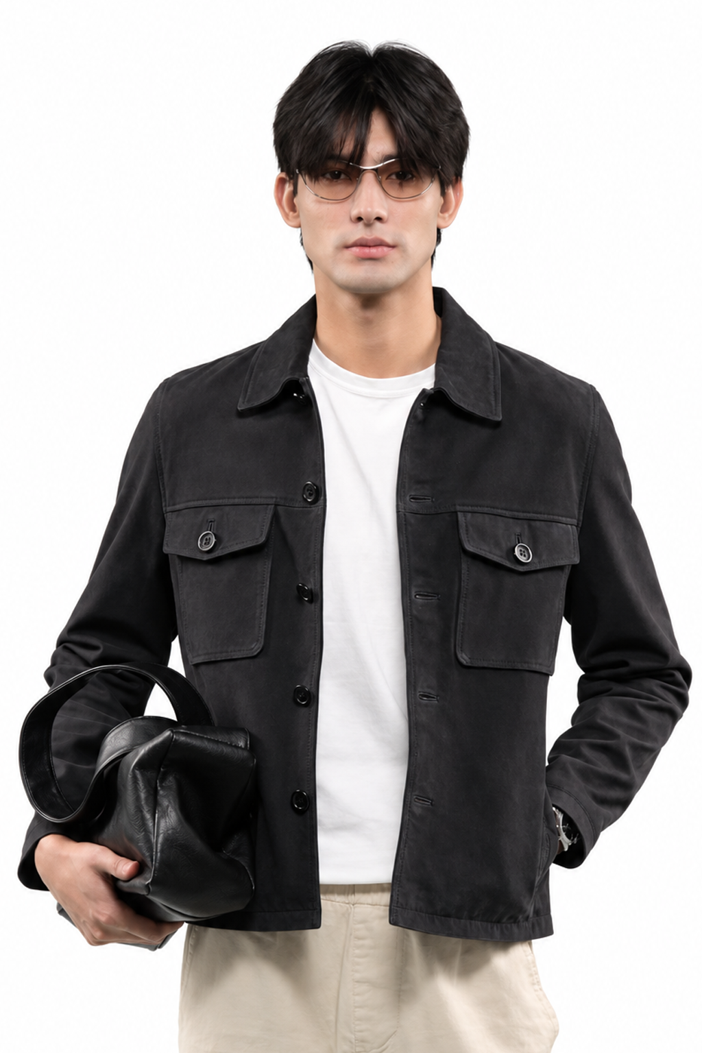 Toro by El Armarios Midnight Blue Goat Suede Leather Jacket
