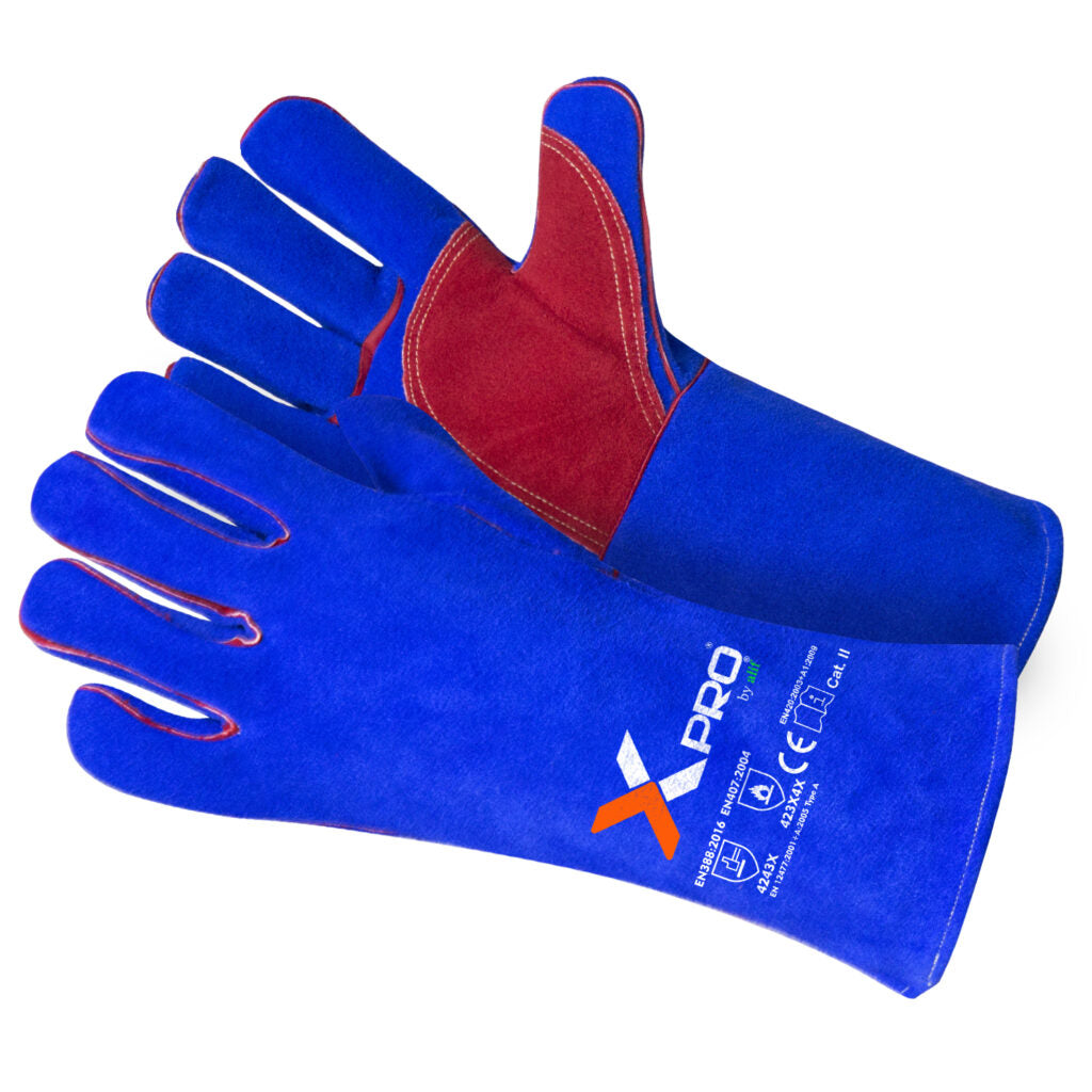 2041BRR MIGPRO WELDING GLOVES, MADE FROM COWHIDE SPLIT LEATHER PROVIDES OUTSTANDING ABRASION RESISTANCE, HEAT AND FLAME RESISTANCE