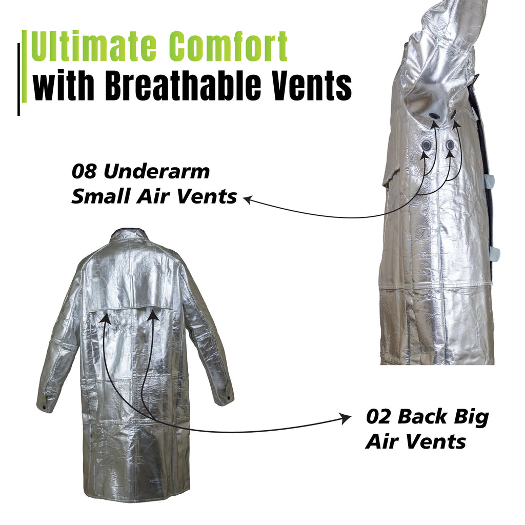Graywolf Aluminized Kevlar Leather Welding Jacket/Welding Coat, Flame Resistant, Heavy duty (3000° F) Light weight