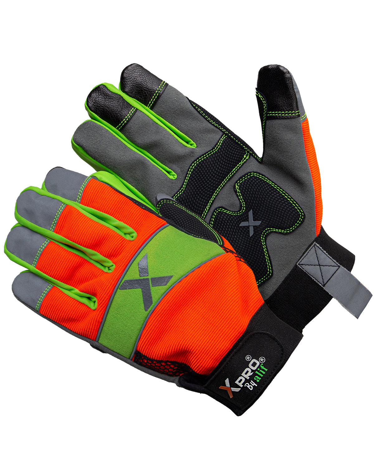 XPRO® 24TSHV Utility Work Gloves, Reflective back glows in dark, Touch Screen, Orange Hi Vis Gloves Flexible Spandex Back Pack of 3