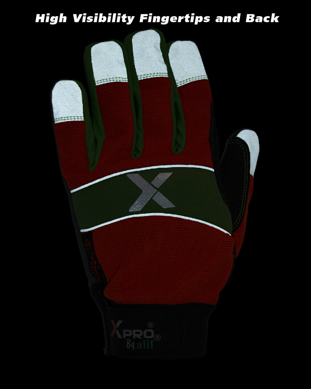 XPRO® 24TSHV Utility Work Gloves, Reflective back glows in dark, Touch Screen, Orange Hi Vis Gloves Flexible Spandex Back