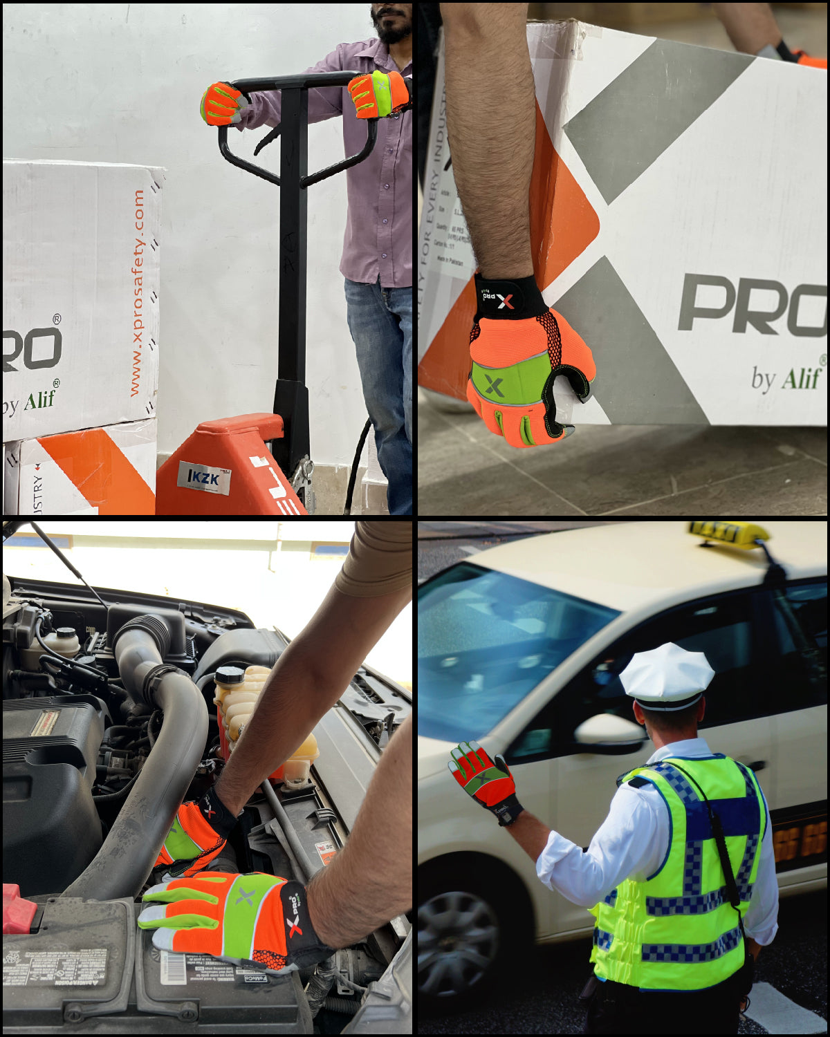 XPRO® 24TSHV Utility Work Gloves, Reflective back glows in dark, Touch Screen, Orange Hi Vis Gloves Flexible Spandex Back